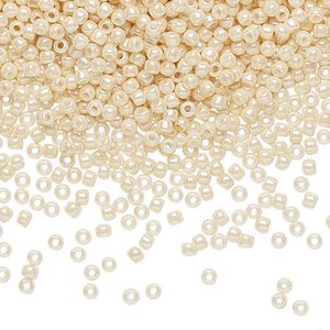 Seed bead, TOHO BEADS&reg;, glass, pkg/50g, #11 round, opaque luster light beige (TR-11-123).