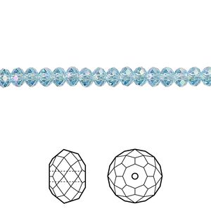 Bead 720pk aquamarine shimmer 2X, Swarovski&reg; 4x3mm rondelle 5040