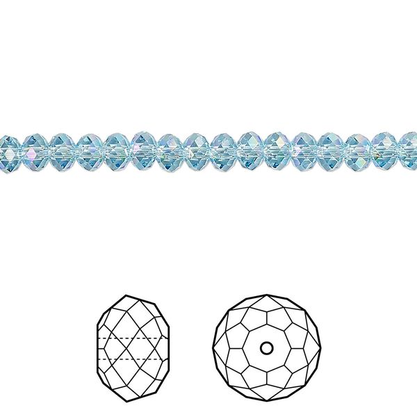 Bead 720pk aquamarine shimmer 2X, Swarovski&reg; 4x3mm rondelle 5040 image number 0