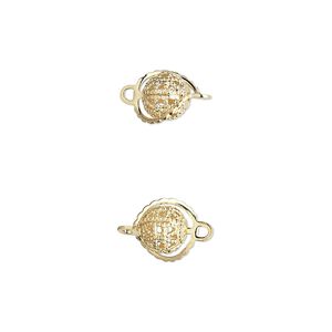 Link, gold-plated brass, 6mm wrapped filigree round. Sold per pkg of 20.