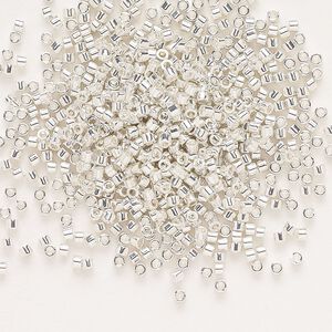 Seed bead, Delica&reg;, glass, pkg/50g, #11 round, opaque silver-plated (DB-0551).