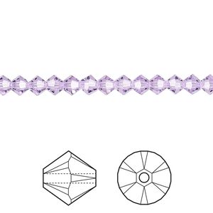 Bead 48pk violet, Crystal Passions&reg; 4mm bicone 5328
