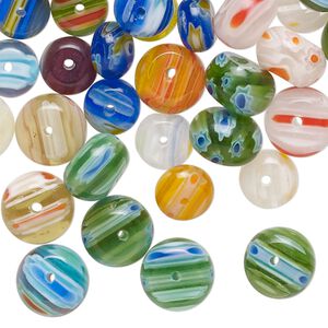 Bead mix, millefiori glass, opaque to transparent multicolored, 8x4mm-10x6mm rondelle with 0.4-0.6mm hole. Sold per 2-ounce pkg, approximately 80-90 beads.