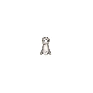 Charm, antiqued sterling silver 1pkg1, 9x5mm squash blossom.