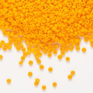 Seed bead, Miyuki, glass, pkg/250g, #11 rocaille, opaque matte mandarin orange (RR-405F).