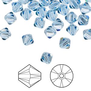 Bead 360pk light sapphire, Swarovski&reg; 6mm XILION bicone 5328