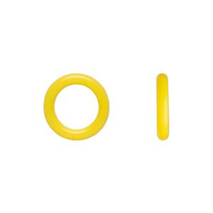 Component, Oh! Ring&trade;, silicone, daffodil yellow, 15mm round with 10mm hole. Sold per pkg of 100.