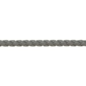 Bolo cord, leatherette, matte grey, 3mm braided round. Sold per 5-yard section.