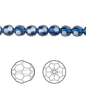 Bead 144pk dark sapphire, Crystal Passions&reg; Regenerated 6mm round 5000