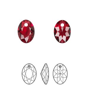 Drop 2pk scarlet, Crystal Passions&reg; 11.5mm pendant elliptic cut 6438
