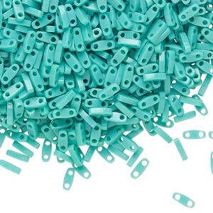 Seed bead, TILA&reg;, glass, pkg/250g, 5x1.2mm quarter tila rectangle, opaque mint green, (QTL-412).