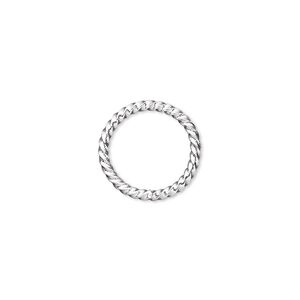 Jump ring 1pkg100 silver-plated, 15mm twisted round, 14 gauge / 11.8mm inside diameter / brass