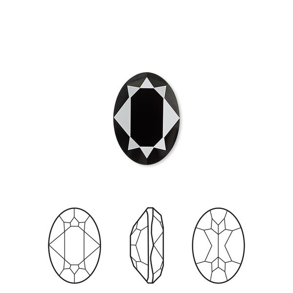 Fancy stone 1pk jet, Crystal Passions&reg; 14x10mm oval 4120 image number 0