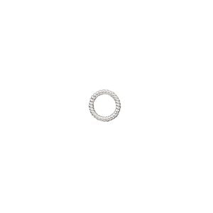 Jump ring 1pkg4 sterling silver, 7mm soldered closed twisted round, 18 gauge / 5mm inside diameter
