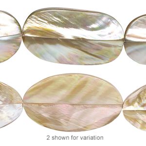 Bead, laminated brown lip shell (assembled), 30x17mm-31x19mm double-sided oval, Mohs hardness 3-1/2. Sold per pkg of 5.