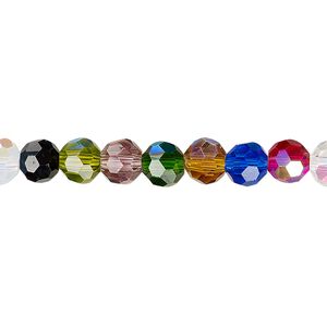Bead 1pk 32 facets opaque to transparent AB mixed colors, Celestial Crystal&reg; 6mm round 15.5-16 inch
