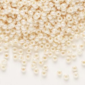 Seed bead, Preciosa Ornela Czech glass, pkg/500g, #8 rocaille, opaque shell luster chalkwhite, (46113).