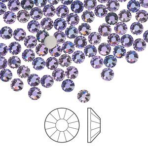 Flat back 144pk crystal vitrail light, Preciosa Viva 12&reg; Czech crystal rhinestone 3.8-4mm chaton rose round SS16