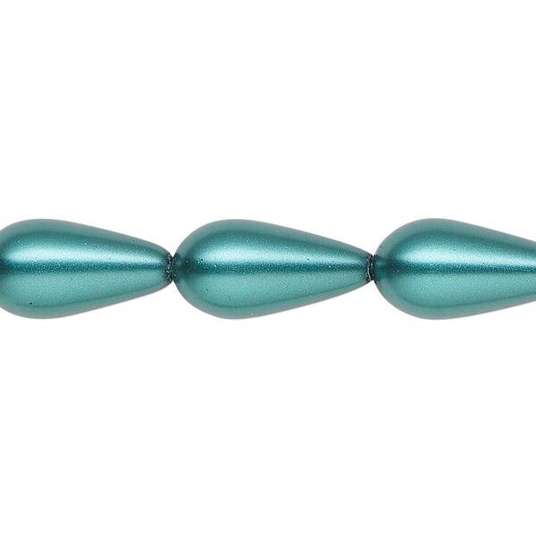 Pearl 1pk teal, Celestial Crystal&reg; 15x8mm teardrop 15.5-16 inch image number 0