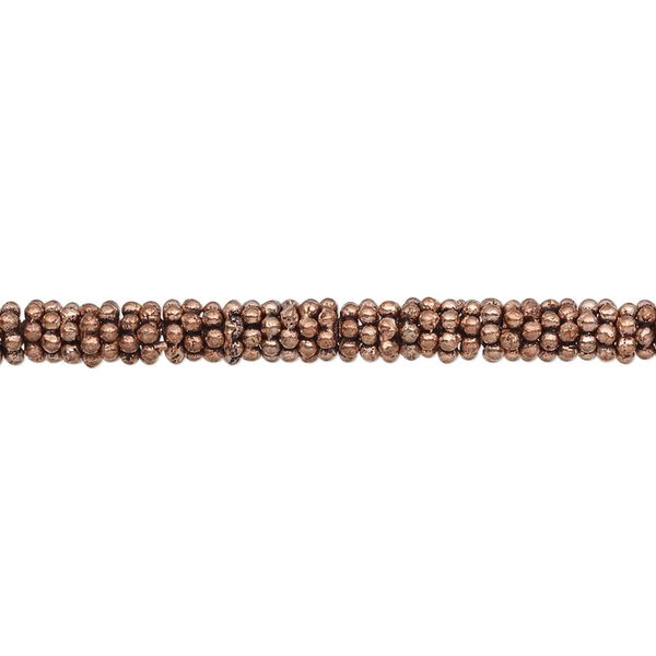 Bead 1pkg50g copper, 4x1mm beaded rondelle, antiqued image number 0