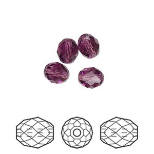 Bead 4pk amethyst, Crystal Passions&reg; 7x6mm olive briolette 5044