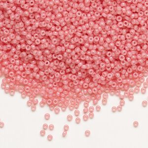Seed bead, Miyuki, glass, pkg/250g, #15 rocaille, Duracoat&reg; opaque outside dyed guava, (RR-4465).