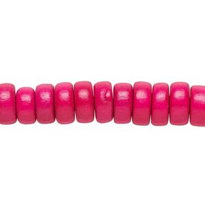 Bead 1pkg1, Taiwanese cheesewood (dyed / waxed), dark pink, 8x4mm rondelle, 15-1/2 to 16 inches.