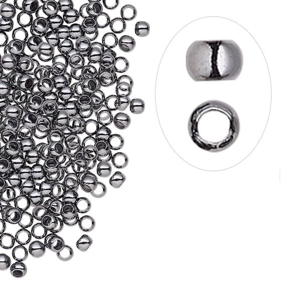 Crimp 1pkg500 gunmetal-plated, 2.5mm round / 1.5mm inside diameter, brass image number 0