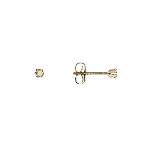 Earstud 1pkg4 Snap-Tite&reg; 14Kt gold-filled, 2mm round 6-prong setting / earnuts, 2 pair image number 0