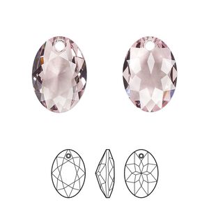 Drop 1pk light amethyst, Crystal Passions&reg; 16mm pendant elliptic cut 6438