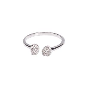 Ring, Create Compliments&reg;, cubic zirconia and rhodium-plated sterling silver, clear, 6mm wide with freeform, size 8. Sold individually.