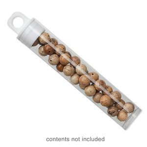 Vial, plastic, clear and white, 3 x 9/16 inch cylinder with hang tab. Sold per pkg of 10.
