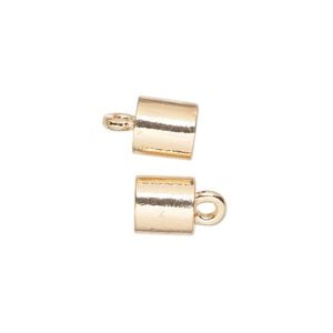Cord end glue-in 1pkg2 "pewter", 8mm barrel / painted / 5.5mm inside diameter, gold-finished / pink tint