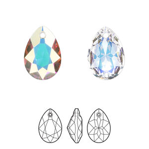 Drop 36pk crystal AB, Swarovski&reg; 16mm pendant pear cut 6433
