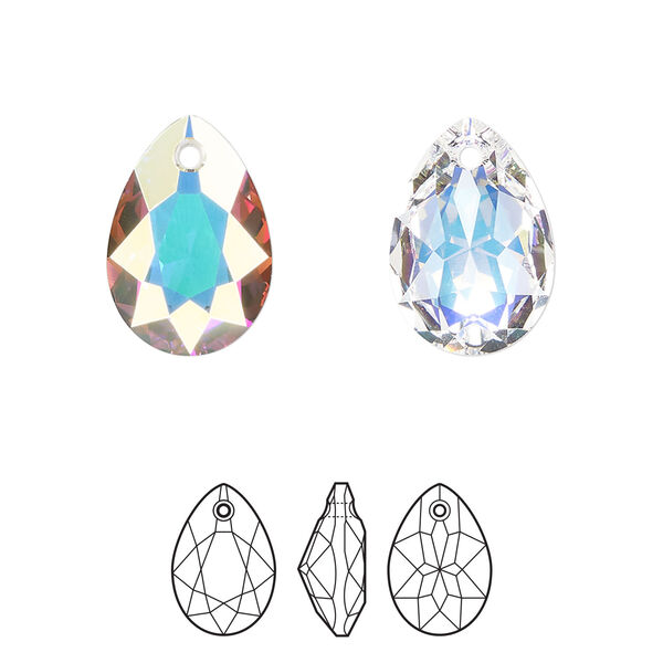 Drop 36pk crystal AB, Swarovski&reg; 16mm pendant pear cut 6433 image number 0