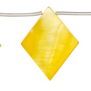 Mother-of-pearl shell 1pkg1, top-drilled flat diamond bead 14 inch yellow-orange 35x4mm-37x8mm