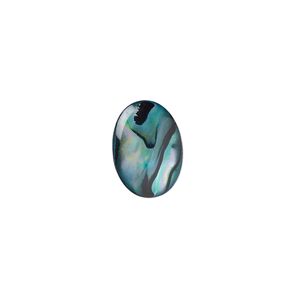 Cabochon, paua shell (coated / dyed), blue, 14x10mm calibrated oval, Mohs hardness 3-1/2. Sold per pkg of 6.