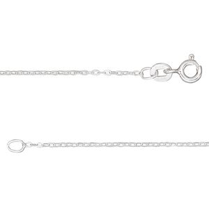 Chain 1pkg1 sterling silver cable, 1mm flat / mixed clasp, Gossamer&trade; 20 inch