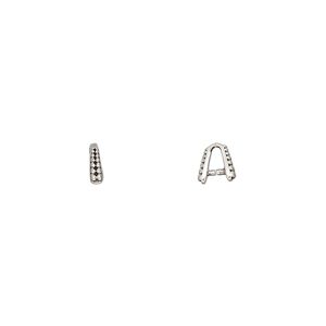 Bail, ice-pick, antiqued sterling silver, 5x2mm with beaded design, 2.7mm grip length. Sold per pkg of 4.