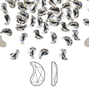 Flat back 4pk crystal foil back, Crystal Passions&reg; 6x3.7mm paisley y 2365