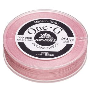 Thread, TOHO BEADS&reg;, One-G&trade; 1pkg250yd, nylon, pink, size 0.