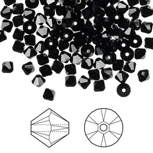 Bead 1440pk jet, Swarovski&reg; 4mm XILION bicone 5328