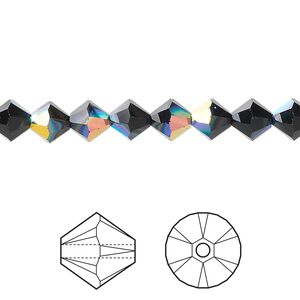 Bead 24pk jet AB, Crystal Passions&reg; 6mm bicone 5328