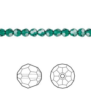 Bead 12pk emerald, Crystal Passions&reg; 4mm round 5000