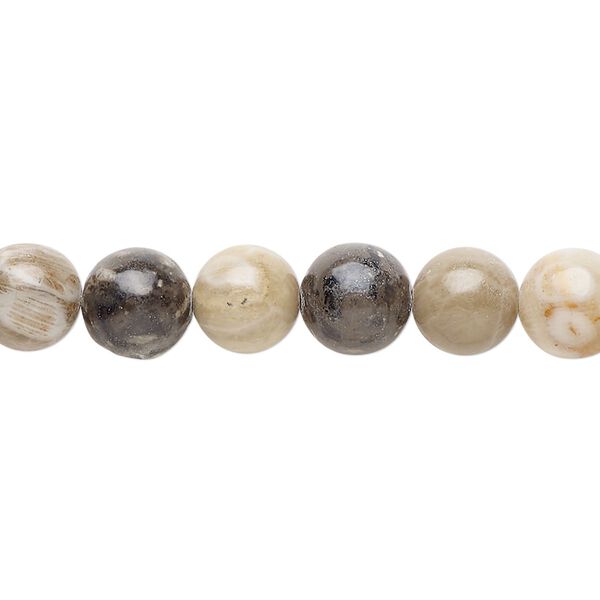 Fossil coral 1pkg1, round bead natural 15.5-16 inch 8mm image number 0