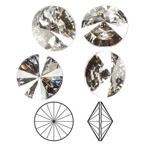 Chaton 48pk crystal silver shade foil back, Crystal Passions&reg; 14mm rivoli 1122