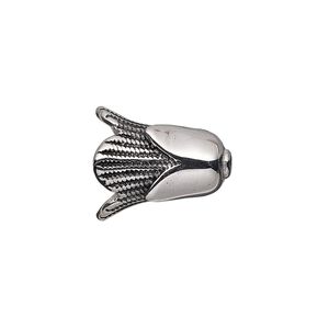 Cone, enamel and stainless steel, black, 18x15mm flower, 11.5mm inside diameter. Sold individually.