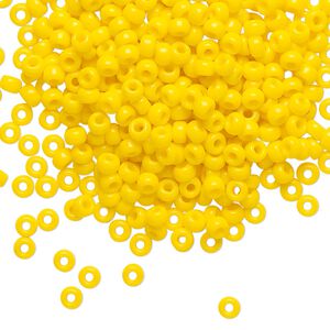 Seed bead, Miyuki, glass, pkg/50g, #8 rocaille, opaque canary, (RR-404D).
