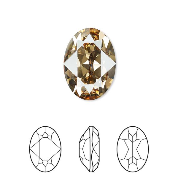 Fancy stone 48pk crystal golden shadow foil back, Swarovski&reg; 18x13mm oval 4120 image number 0