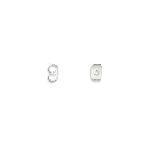 Earnut 1pkg500 silver-plated, 5x3.5mm square, brass 250 pair
